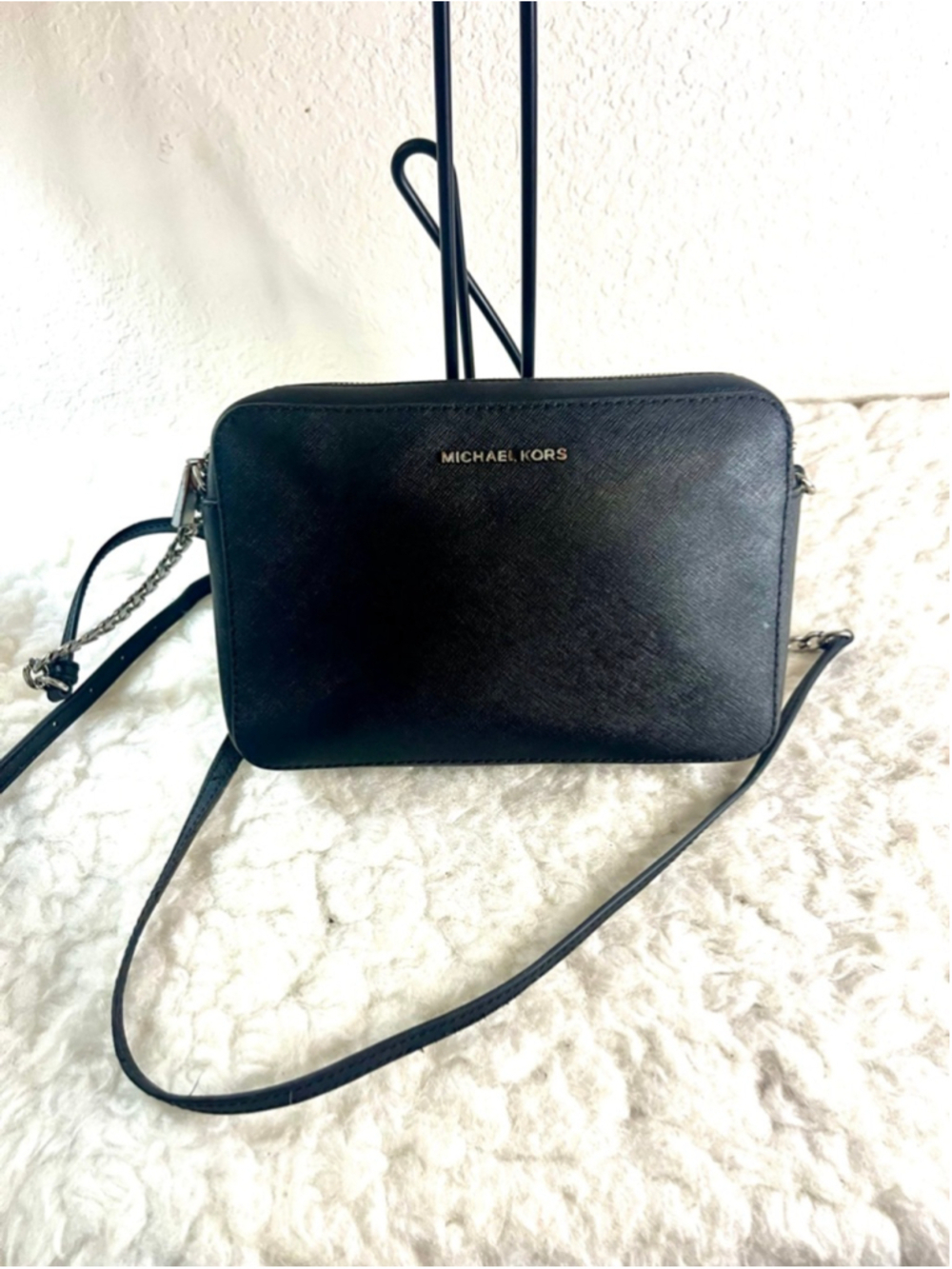 Michael Kors Jet Set Travel Large Black Crossbody Saffiano Leather